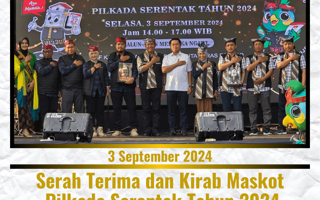 Serah Terima Kirab Maskot Pilkada serentak Tahun 2024 dari KPU Kabupaten Bojonegoro kepada KPU Kabupaten Ngawi