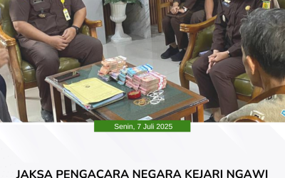 Jaksa Pengacara Negara Kejari Ngawi Terima Pembayaran Uang Pengganti Rp187 Juta dalam Perkara Korupsi